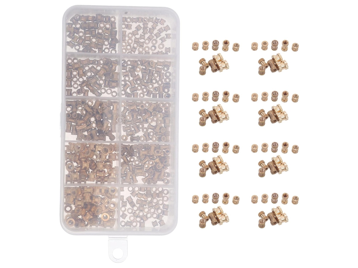 Kit De 500 Porcas Serrilhadas Latão Cabilock M2 M3 Com Insertos Roscados Métricos Alta Resistência Para Impressão 3d