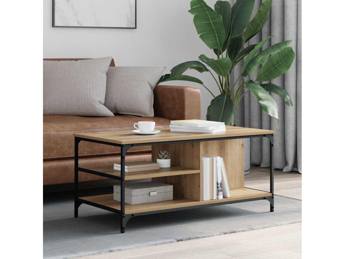 Vidaxl Mesa De Centro Carvalho Artesanal 100 X 50 X 45 Cm