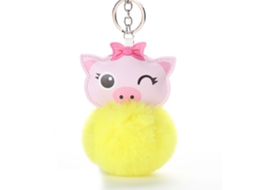 Chaveiro Pelúcia Porco Pendente Pom Pom Ligação Pu