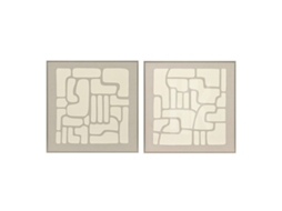 Pintura Home Esprit Branco Bege Abstrato Urbana 80 X 3,8 X 80 Cm (2 Unidades)