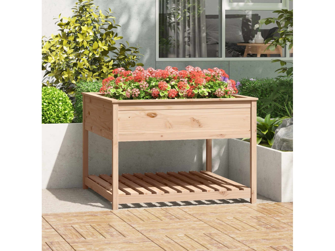 Vidaxl Vaso/floreira Com Prateleira 111,5x111,5x81 Cm Pinho Maciço
