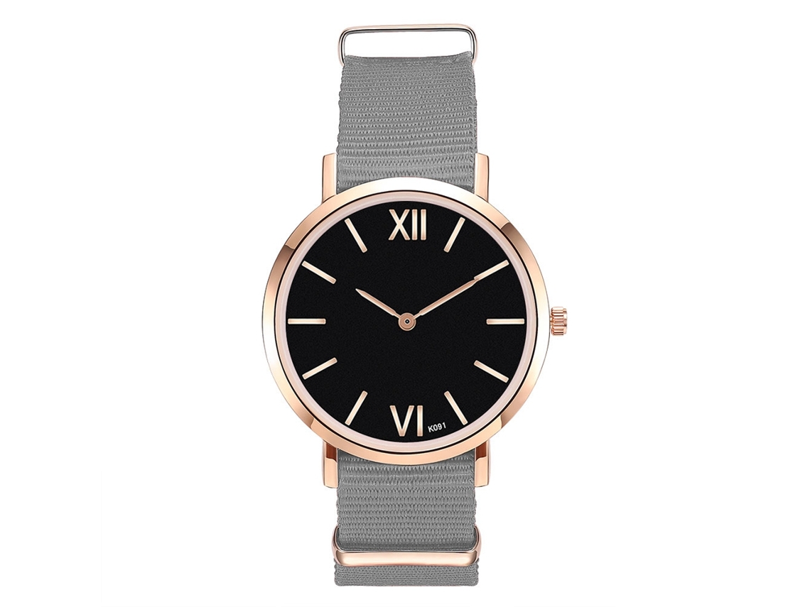 Reloj De Cuarzo Unisex De Dial Redondo Con Correa De Nailon Casual Gris