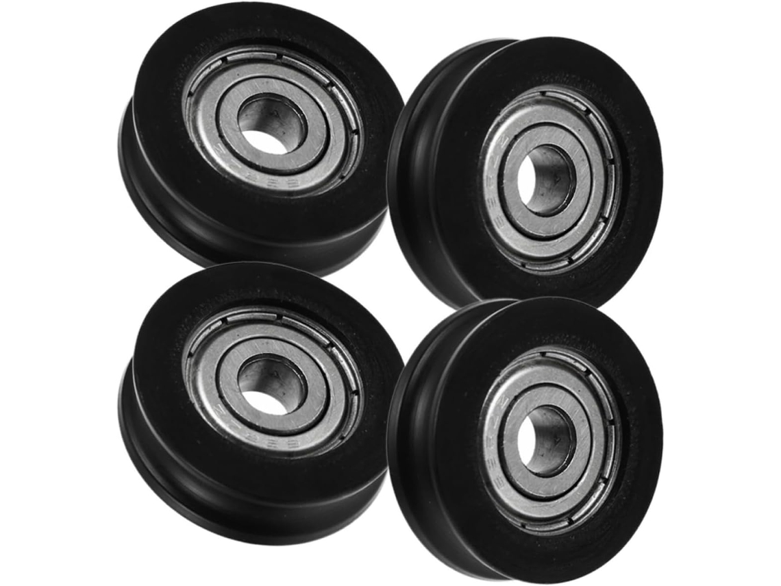 Conjunto De 4 Rodízios Pretos Em Pom Com Ranhura U Para Porta Deslizante