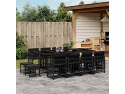 Vidaxl 13 Pcs Conjunto de Jantar P/jardim com Almofadões Vime Pe Preto
