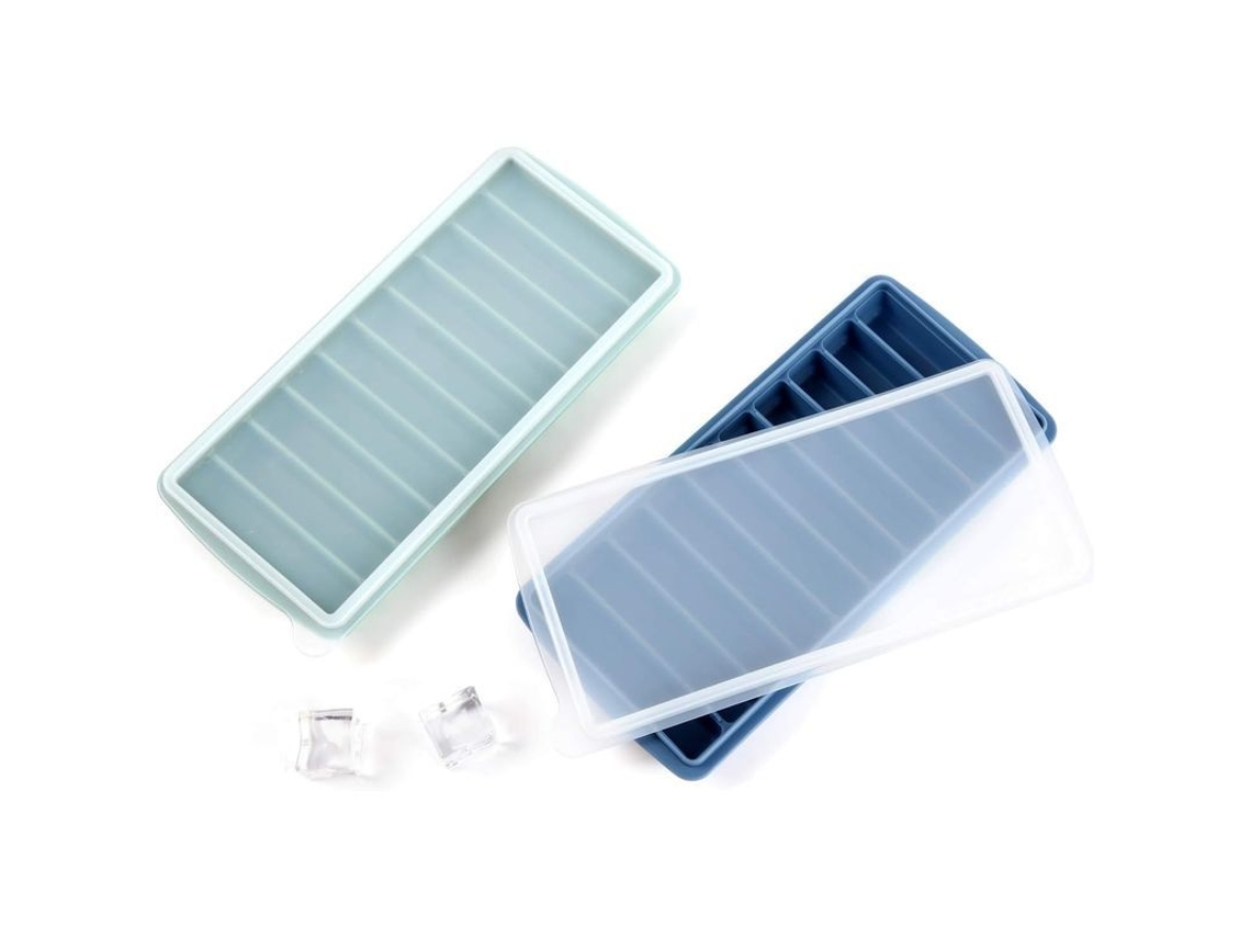 Formas de silicone flexíveis para bebidas Gelo Tray com tampa (2 unidades), 20 cubos, livres de BPA, próprias para lava-louças.