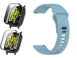 Conjunto 3 Em 1 De Protetor De Tela E Pulseira Para Redmi Watch 5 Active Panoona Azul Celeste