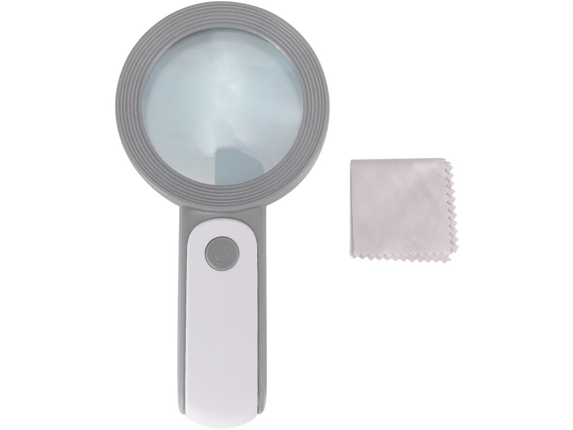 Lupa com 18 Luzes Led, Lupa de Mão 30x, Lupa de Alta Definição com Luz, Cinza BRILVIBERA