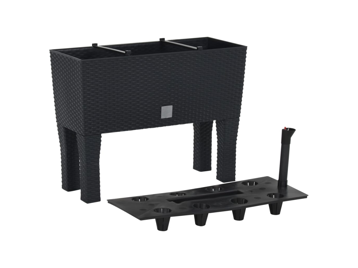 Vidaxl Canteiro De Jardim Elevado 60x25x46 Cm Vime Pp Antracite