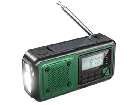 Rádio Meteorológico De Emergência Solar Portátil De 4000 Mah Com Manivela, Rádio Fm/am /sw/aw, Lanterna Led, Alarme Sos E Cabo Usb. Excellence Eu (mw)
