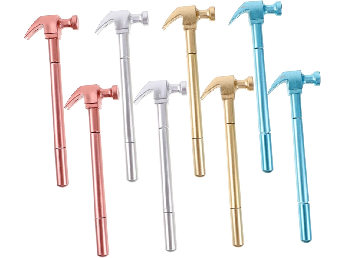 Conjunto De 8 Canetas Gel Plástico Divertidas Em Formato Martelo Para