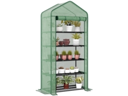 Estufa De Jardim Com 5 Níveis E 1 Porta De Enrolar, Cobertura Reforçada Em Pe, Durável, Dimensões 90 Cm (c) X 49 Cm (l) X 193 Cm (a).