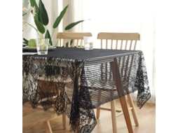 Manta de Mesa de Renda Rústica com Bordado Floral 145x145 | S/MARCA