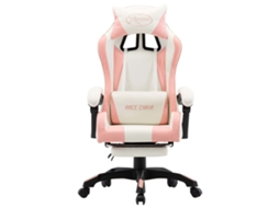 Cadeira Estilo Corrida com Apoio Pés Couro Artif. Rosa/branco MAISON EXCLUSIVE