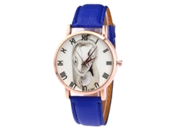 Reloj De Pulsera De Aleación De Moda Con Dial Redondo Display Analógico Cuarzo Azul