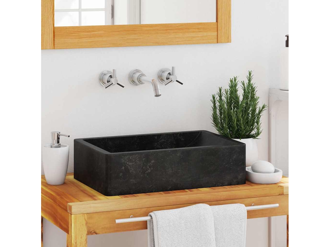 Vidaxl Lavatório 45x30x12 Cm Mármore Preto Brilhante