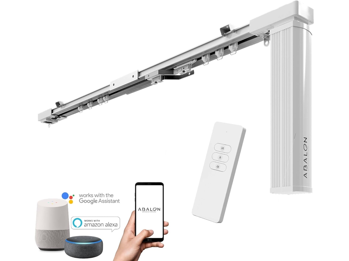 Trilho De Cortina Motorizado 2 Metros, Motor Wifi Compatível Com Alexa, Google Home E Aplicação Tuya Smart, Cortinas Motorizadas Automáticas Abalon