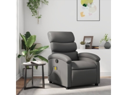 Vidaxl Poltrona De Massagens Reclinável Couro Artificial Cinzento
