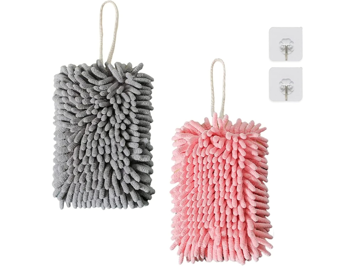 Toalha De Microfibra Macia E Fofa, Superabsorvente E De Secagem Rápida, Com Alça Para Pendurar, Compatível Com Cozinha E Banheiro(pacote Com 2)