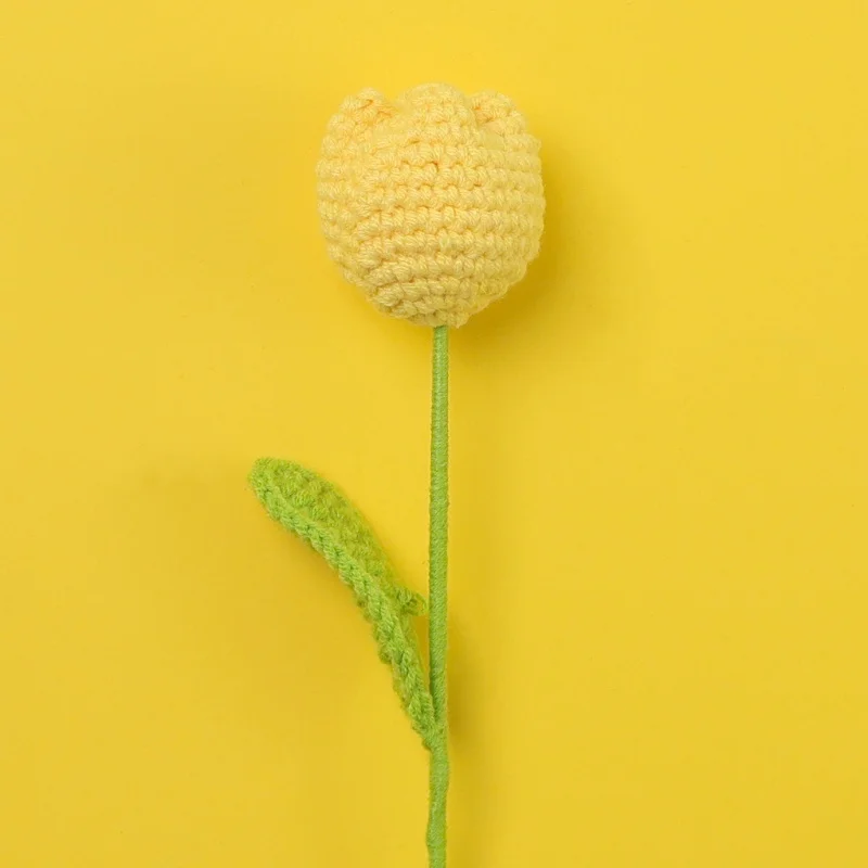(amarelo) 1 Lindo Buquê De Tulipas Artificiais De Crochê Criativo