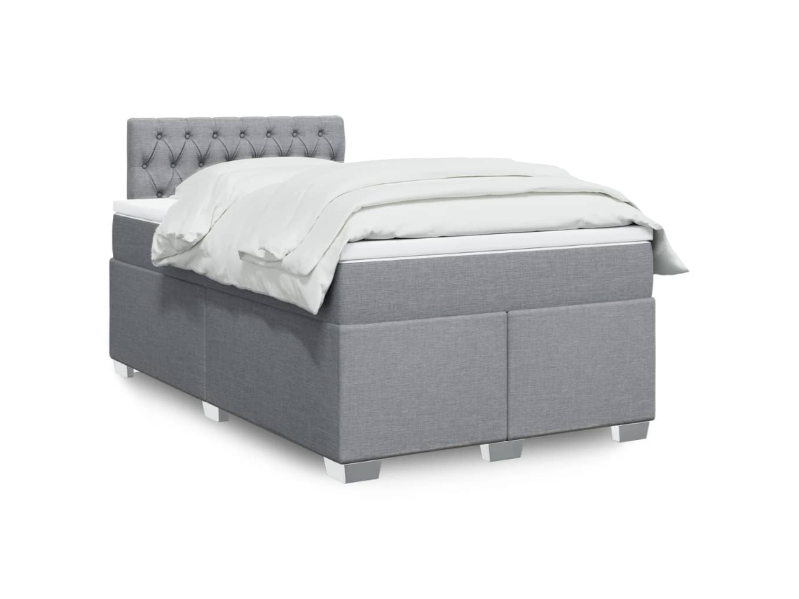 Vidaxl Cama Boxspring Com Colchão 120x190 Cm Tecido Cinzento-claro
