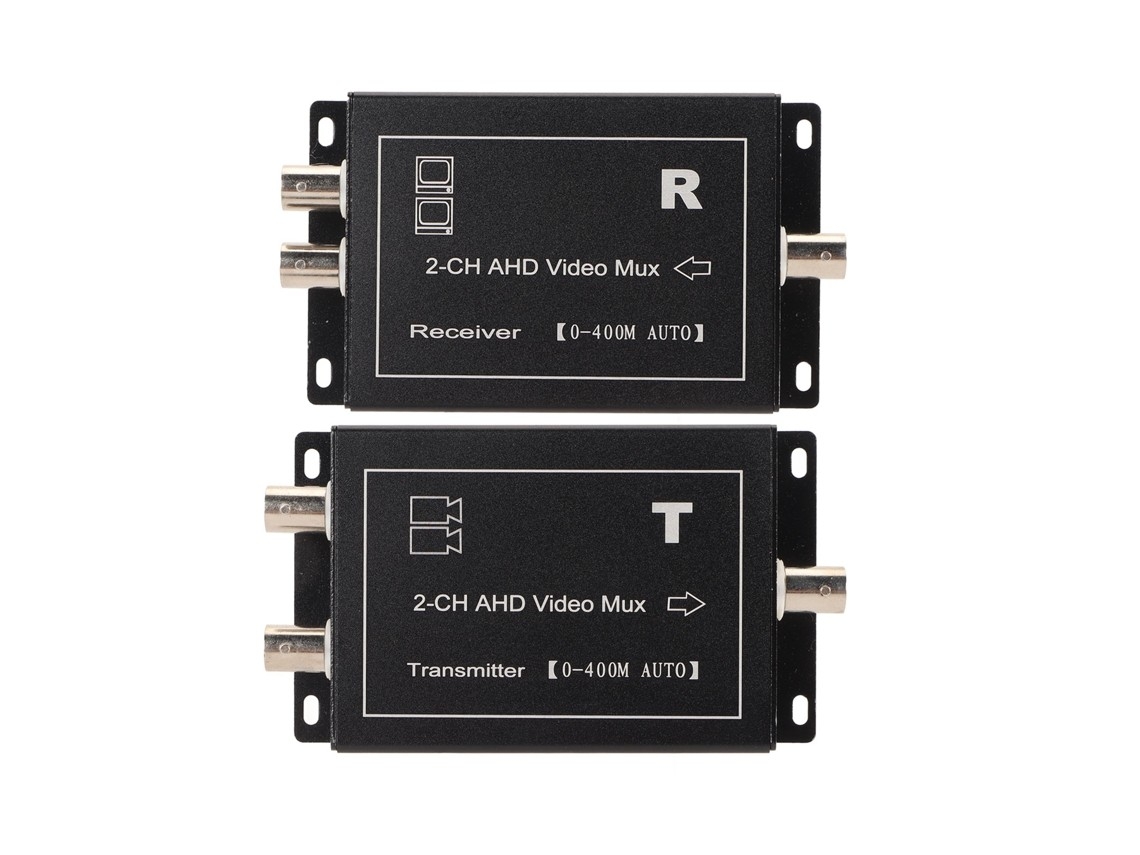2-channel Video Multiplexer, 400m Range, Compatible With Ahd Cvbs Cameras, Plug And Play.