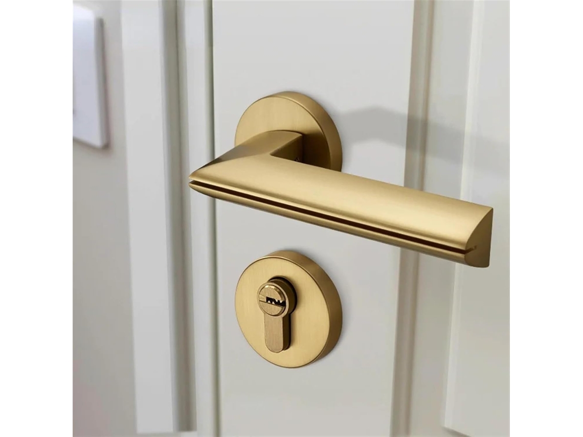 Fechadura Para Porta De Quarto, Fechadura Moderna Em Latão Escovado, Puxador Para Casa, Acabamento Dourado, De Embutir,