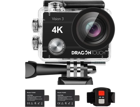 Câmera Esportiva DRAGON TOUCH Vision 3 À Prova D'Água 4K 16M Pixel com Acessórios Universais para Câmera Esportiva 7 em 1
