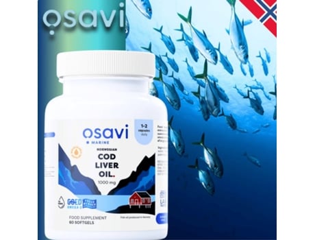 Norwegian Cod Liver Oil 1000 Mg 60 Softgels, Lemon Flavour Osavi