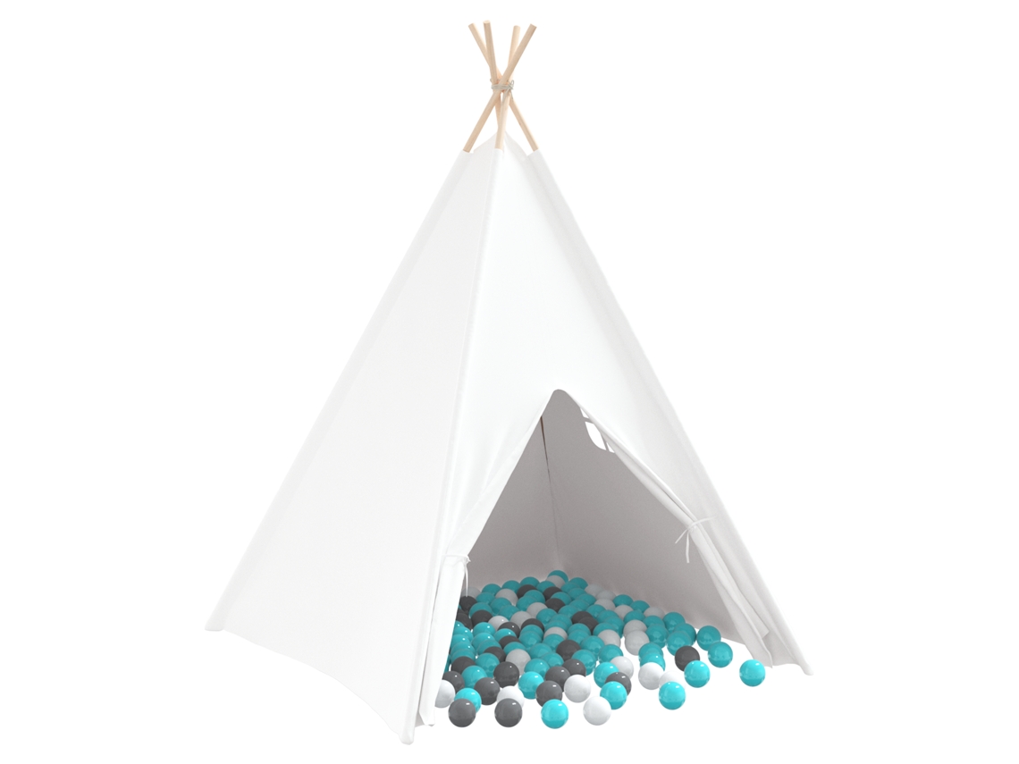 Conjunto 1 Tenda Teepee Vidaxl Branco Tecido (120 X 120 X 150 Cm)