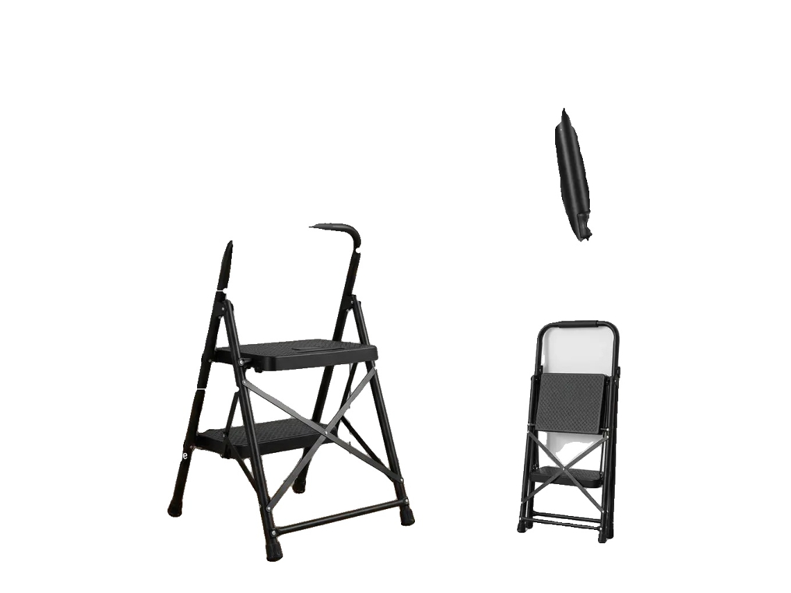 Escada De Alumínio, Aço, Capacidade De 600 Lbs, 38,5 X 18 X 29 Polegadas, Leve, Pedal Antiderrapante
