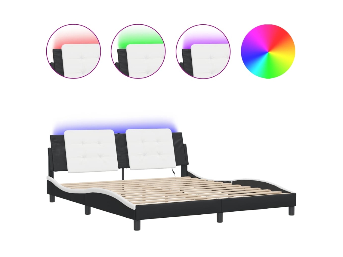 Bed Frame, Bed Frames Vidaxl Preto Couro Artificial (180 X 200 Cm)