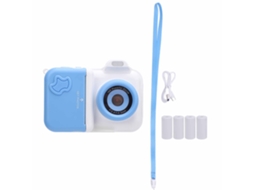Rebe-câmera Instantânea Com Tela Ips Hd De 2.4 Polegadas, Lente Dupla, Flash, Cartão De 32gb E 5 Rolos De Papel, Azul Branco