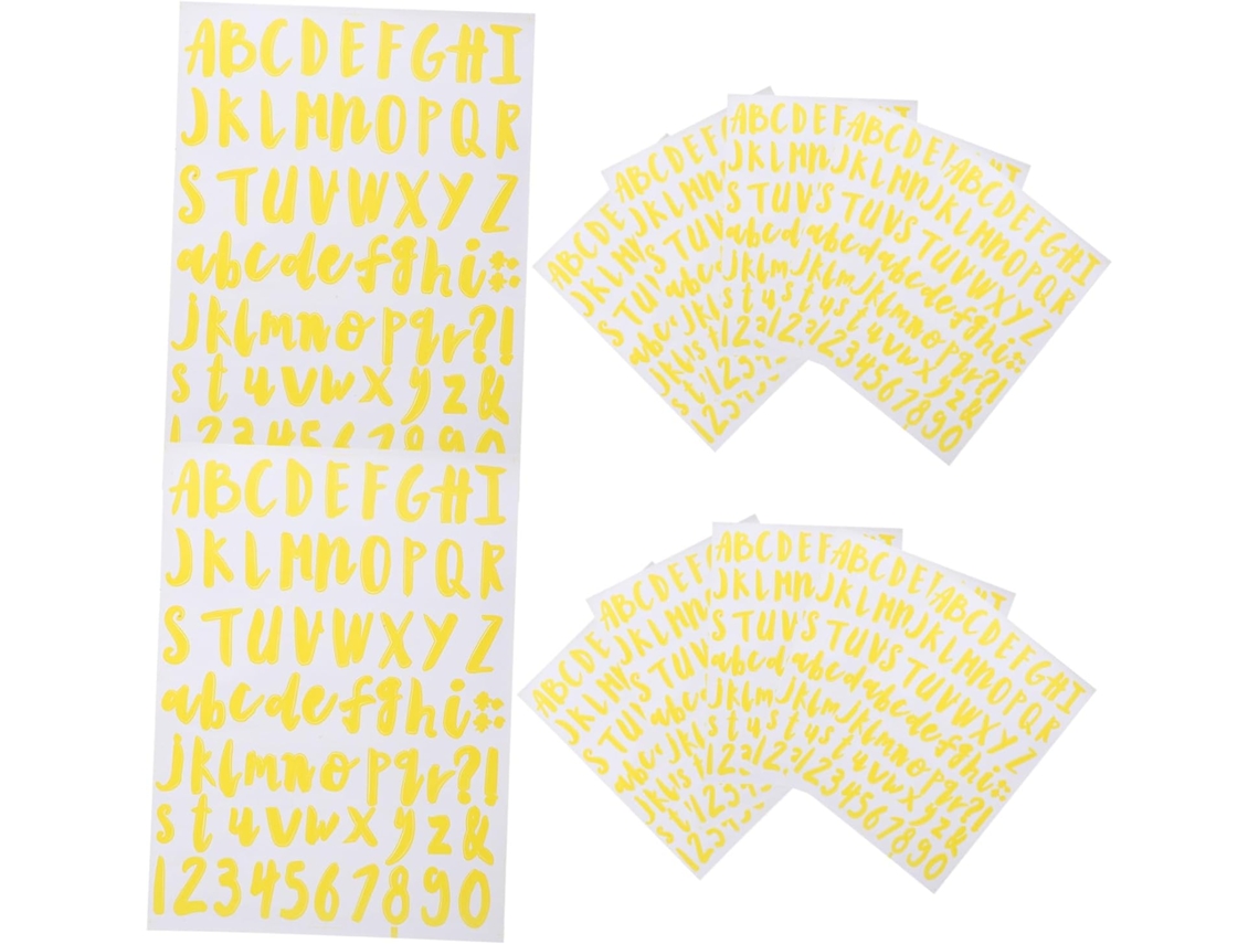 12 Folhas De Adesivos De Pvc Multicoloridos Com Letras E Números Para Artesanato E Decoração. Gokoco