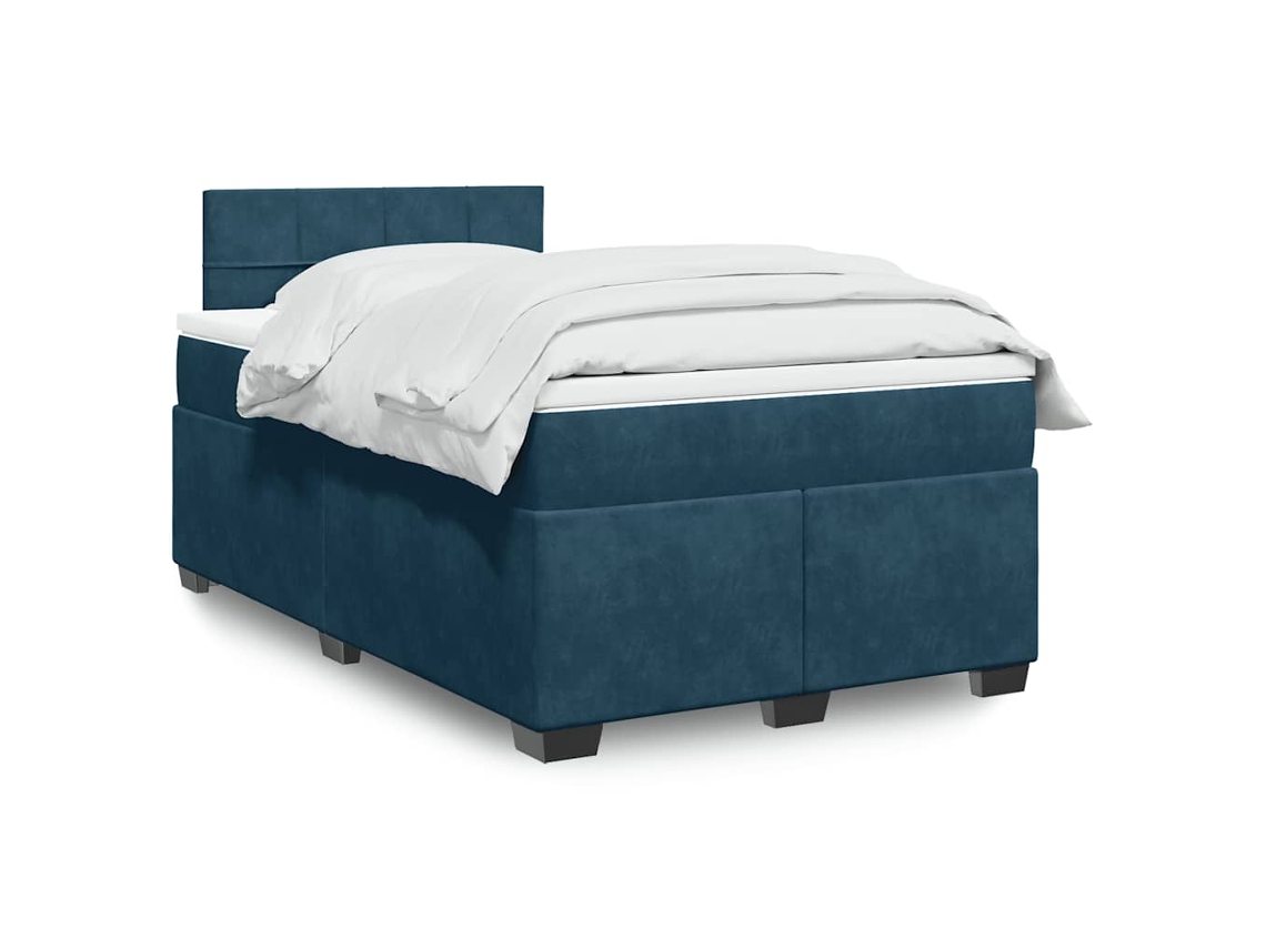Vidaxl Cama Boxspring Com Colchão 120x190 Cm Veludo Azul-escuro