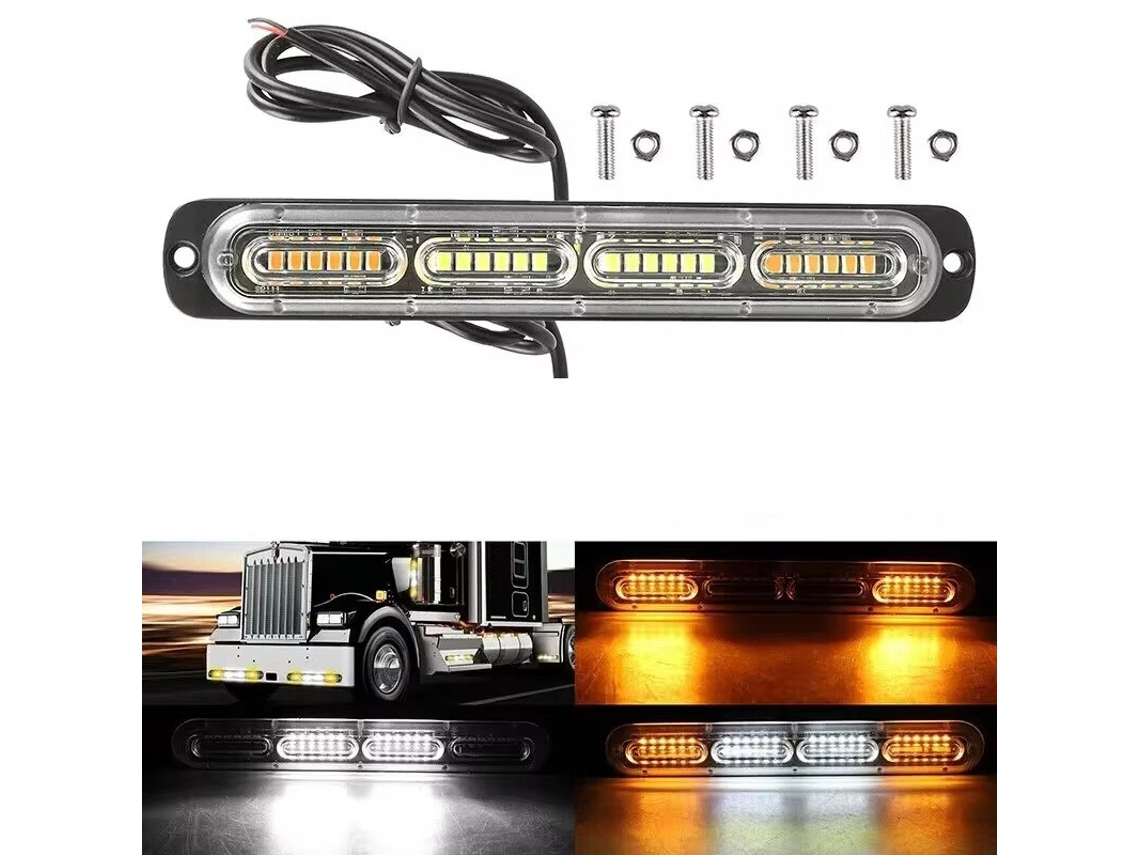 Luz Led Lateral De Emergência Azul-12v-24v 24 Led Para Automóvel, Camião, Luz De Aviso, Luz Universal Para Automóveis, Carrinha, Camião, Motociclo