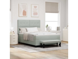 Vidaxl Cama Box Com Cabeceira Cinzento-claro 200 X 160 Cm Veludo