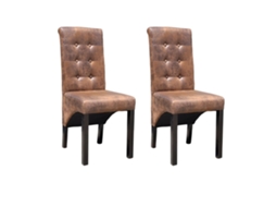 Vidaxl Cadeiras De Jantar 2 Pcs Couro Artificial Castanho