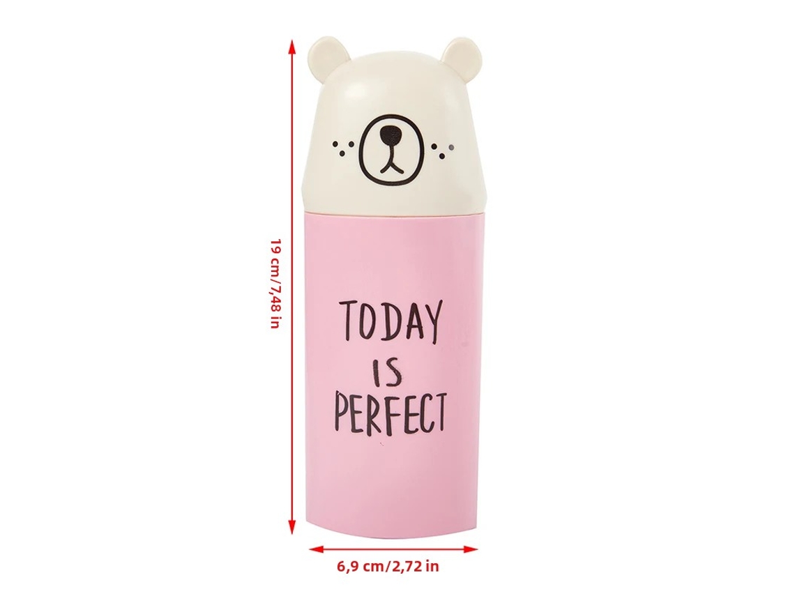 Caneca térmica de viagem com estampa de urso e corrente MDUG (rosa)