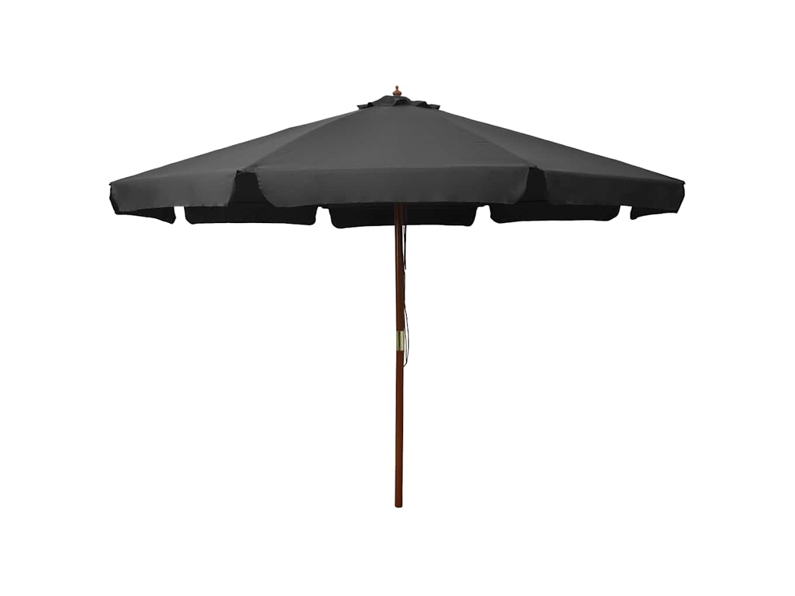Vidaxl Guarda-sol De Exterior Com Poste De Madeira 330 Cm Antracite