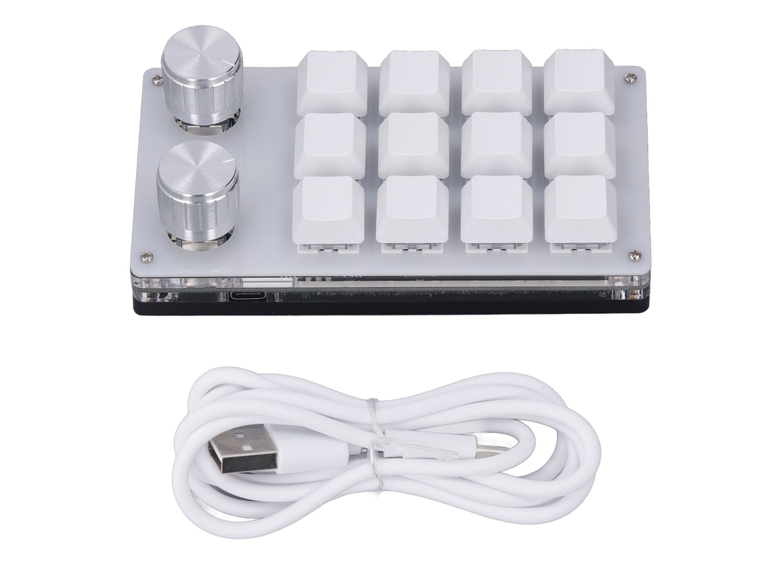 Teclado Personalizado Diy Com Knob Mini Usb E 12 Teclas (teclas De Atalho Programáveis, Sensação De Interruptor Azul)