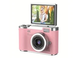 Câmera Digital 4k Hd Com Tela De 2,4 Polegadas Rosa Brilvibera