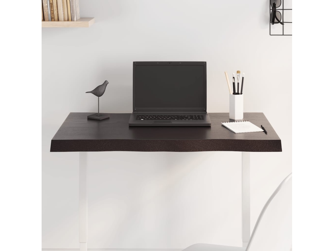 Vidaxl Tampo De Mesa Com Bordas Vivas Maciço Tratado Castanho-escuro