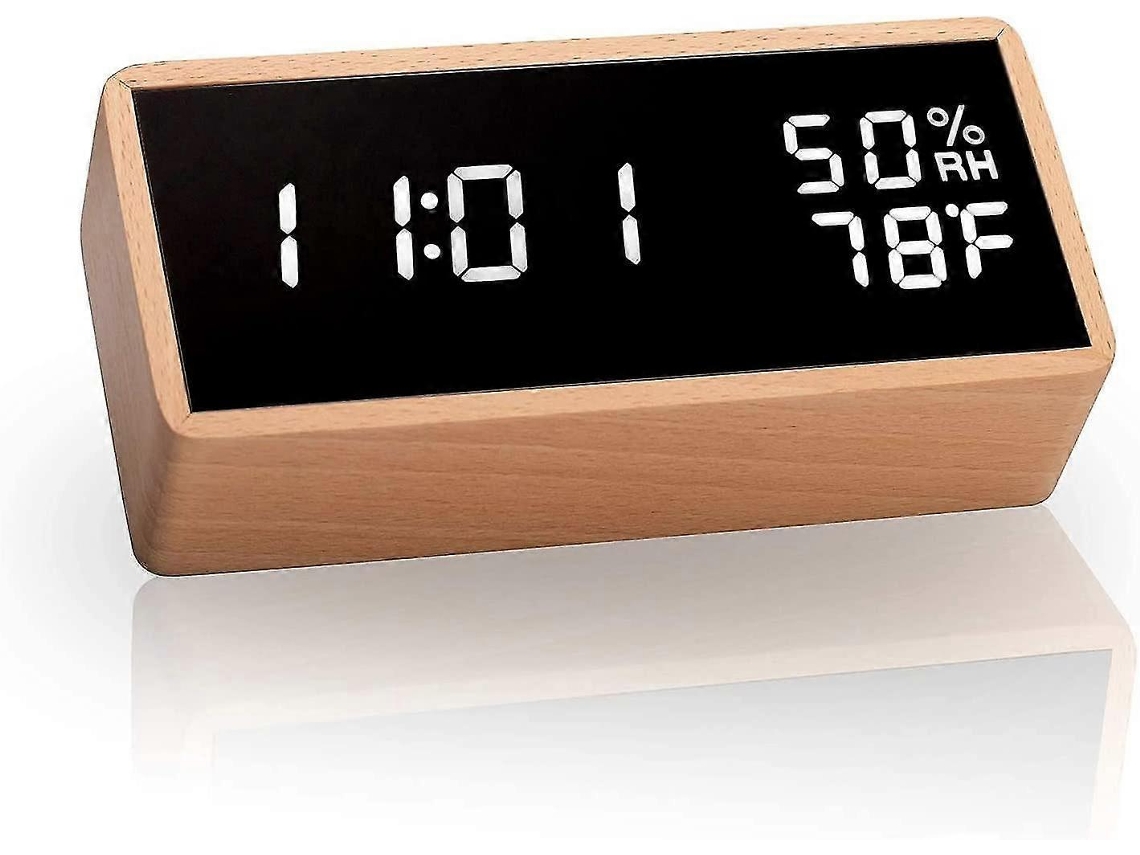 Despertador Eletrônico, Despertador Digital De Madeira Com 3 Funções De Alarme, Relógio Digital Alimentado Por Usb Com Display Led Slowmoose