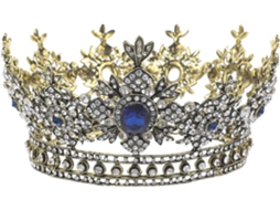 Coroa De Noiva Barroca Redonda Ciieeo Com Strass Azuis, Tiara Retrô Chique Para Aniversários E Formaturas.