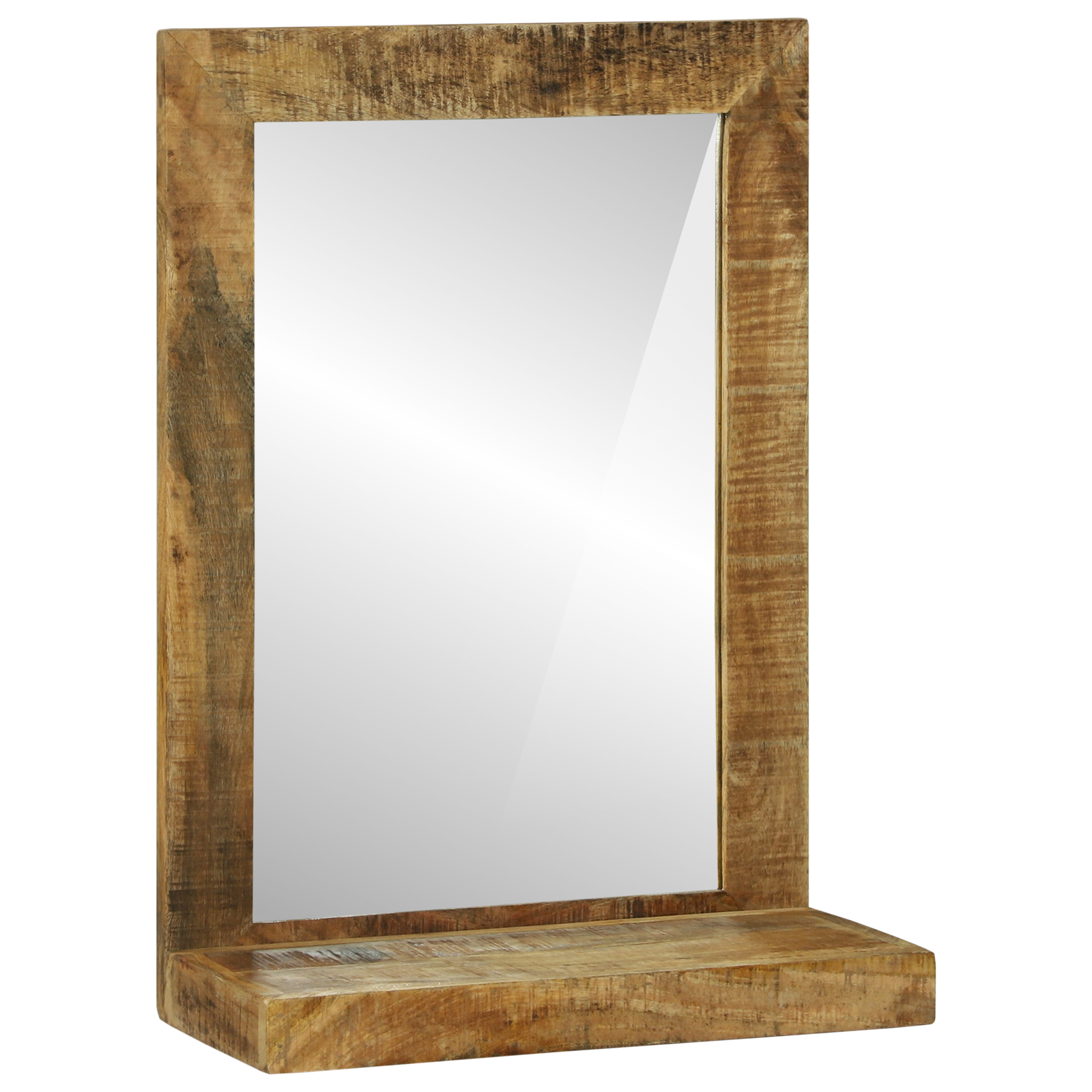 Conjunto 1 Espelho De Banheiro Vidaxl Castanho Madeira De Mangueira Maciça (50 X 22 X 70 Cm)