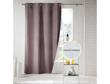 Cortina com Ilhós 140 X 260 Cm Poliéster Térmico Liso Icemount Taupe DOUCEUR D'INTERIEUR