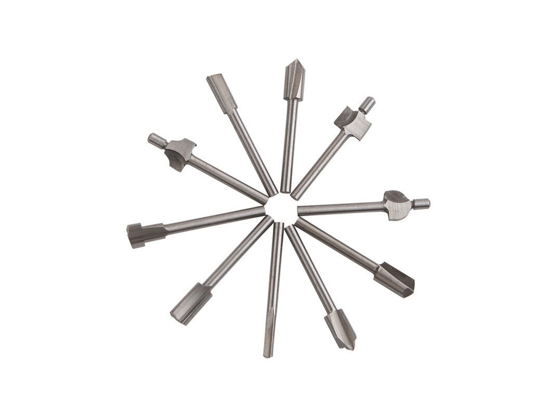 Conjunto De 10 Fresas Para Tupia 3 Mm(1/8") Em Aço Rápido(hss) Marcenaria. Acessórios Multifuncional Rotativa