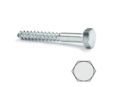 Tirafondo cabeza hexagonal din 571 zincado 5-30 largo 90mm diámetro 8mm (caja 100)