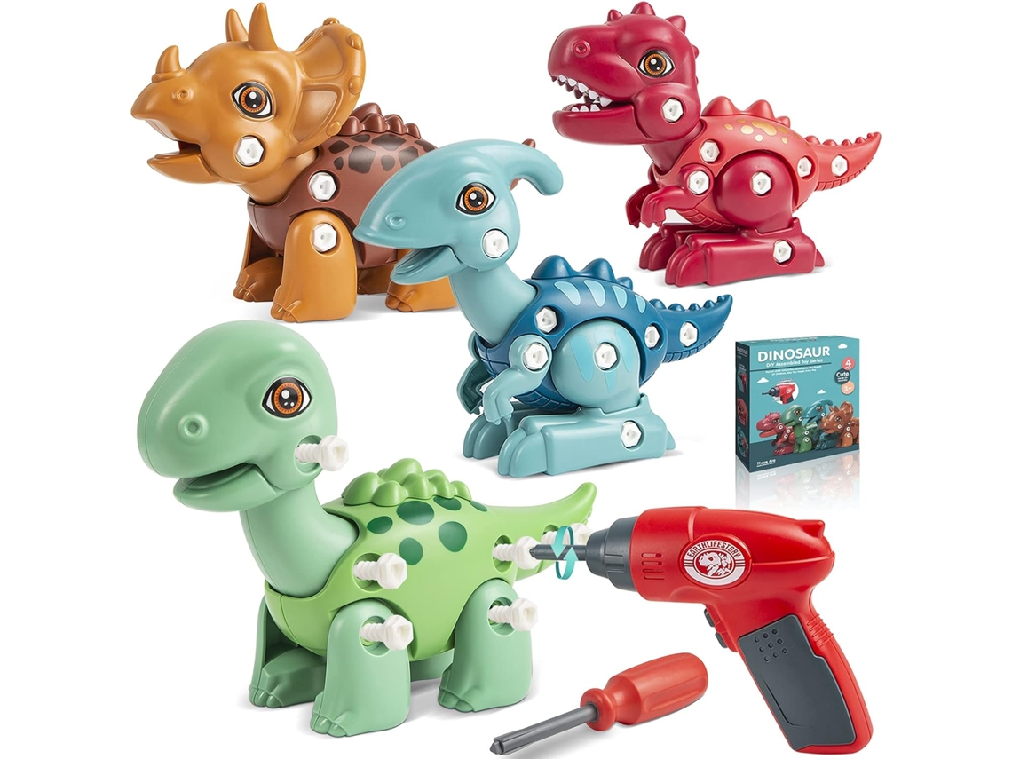Brinquedos de Dinossauro Desmontados3-5 5-7 Kit de Brincar Stem Learning Construction Building Kids Toys com Furadeira Elétrica 4 Em JEDBESETZT