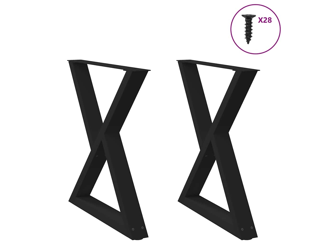 Vidaxl Pés Para Mesa De Jantar 2 Peças Preto 70x(72-73,3) Cm Aço